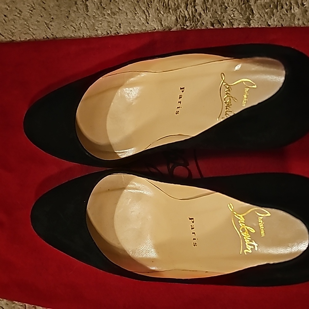 Christian Louboutin Ron Ron 85 black round toe suede heels size 38 - Picture 2 of 6